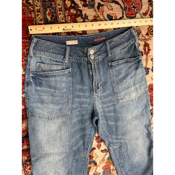 Pilcro The Wanderer Blue Denim Utility Crop Jeans Size 28 - Picture 4 of 9